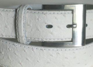 WIDE 1 1/2 Embossed OSTRICH Sport Belt WHITE XLarge 42 44 Silver 