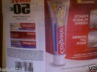   listed 20  .75/1 ANY COLGATE TOOTHPASTE (4 oz or larger) coupons