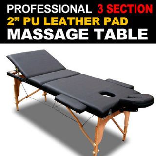  Deluxe 3 Section PU Leather Portable Massage Table Chair Black