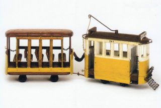 museum postcard w old portuguese wood toy tram portugal from