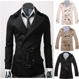 FASHION MENS CASUAL DOUBLE BREASTED TRENCH COAT SLIM FIT JACKET 1284