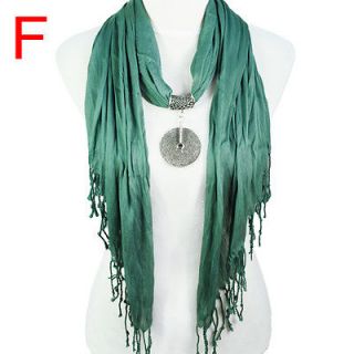 Wholesale Triangle Pendant Green Jewelry Scarf with Short Tassel, NL 