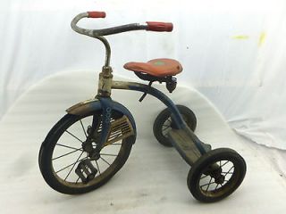   vintage tricycle bicycle bike mid century peday car scooter blue trike