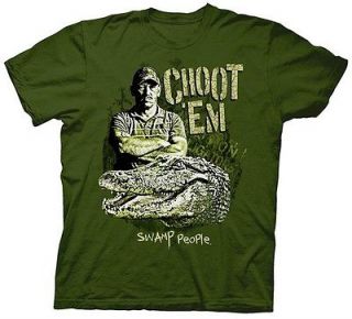 Swamp People Choot Em Troy And Gator Green Adult T Shirt *New*