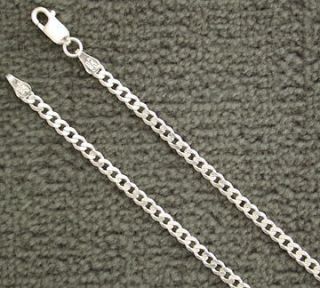 sterling silver curb 3mm chain necklace italian italy returns accepted