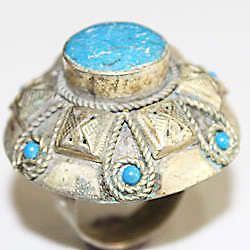 Gloriouse Beauty Old Unique Afghan Turquoise Tribal Ring #.,2
