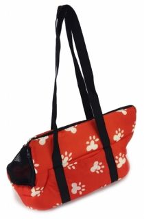 NEW PET TENT CARRIER  RED   w/ WHITE PAW PRINTS DESIGN PLUSH