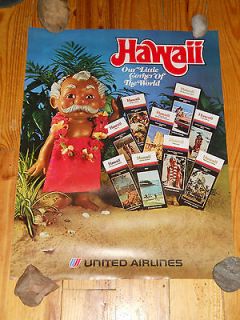 ORIGINAL VINTAGE 1979 MENEHUNE MAN UNITED AIRLINES HAWAII POSTER
