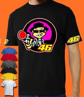 VALENTINO ROSSI MOTO GP CARTOON GANGSTER T SHIRT ALL SIZES COLOURS 