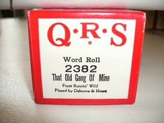Vintage QRS WORD ROLL #2382 THAT OLD GANG OF MINE NOS Player Piano 