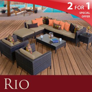 Cozy Rio Furniture Outdoor Wicker Patio Sectional 9 Pc Set Taupe 2nd 