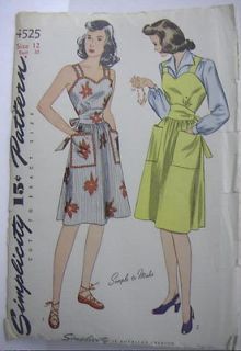 Vintage Simplicity Pinafore Apron & Blouse Pattern 30 B #4525