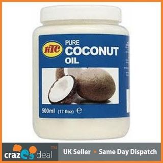 100% Pure KTC Coconut Hair Oil 500ml Jar   Edible   Cooking , Skin 