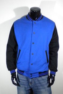 Mens New Varsity Letterman Quality Cotton Baseball Jacket size M Blue 