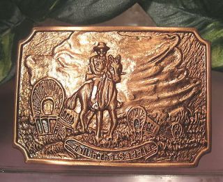 Copper Color TALL IN THE SADDLE Belt Buckle Cowboy Horse Covered Wagon