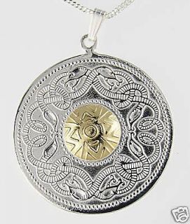   Gold Sterling Silver Celtic Warrior Necklace Pendant Irish chain b v