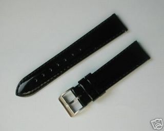 20mm black patent watch band strap fits michele invict a