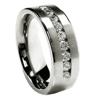   CZ STAINLESS STEEL 8MM MENS WEDDING BANDS RINGS SIZE 10 STYLE FASHION