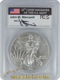 2011 S 25th Anniversary Silver Eagle PCGS FS MS70 Burnished Flag 