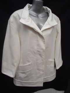 BNWOT Ladies Sz 14 Zara White Wool Blend Lined 3/4 Sleeve Blazer 