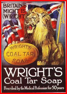 Wrights Coal Tar Soap Vintage Advert Poster Nostalgic METAL Wall Sign 