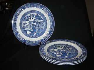 woods sons blue willow 4 dinner plates older mark from
