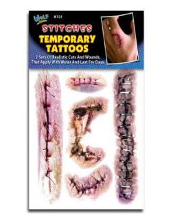 very realistic temporary stitches wolfe tattoos  2