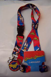 wonder woman key ring with rubber charm lanyard new one