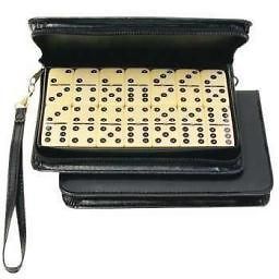 Wood Expressions 35 7006 Double 6 Dominoes in Black Travel Case