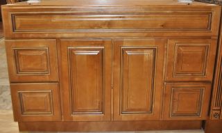   Heritage Caramel All Wood Bathroom Vanity Four Drawers Cabinet 48