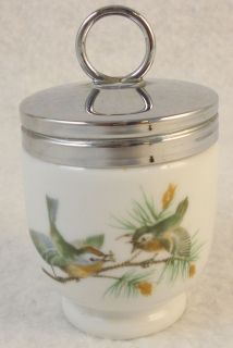 Vintage Royal Worcester Porcelain Lidded Egg Coddler Birds Motif 