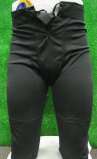 Youth Boys Black Football Pants Slotted Tunnel Waist Thigh Knee Spots 
