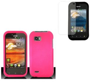 LG Eclypse C800G SCREEN PROTECTOR + HOT PINK Snap On Hard Case 