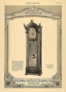   Hall Clock Colonial Manufacturing Zeeland Decor   ORIGINAL ADVERTISING