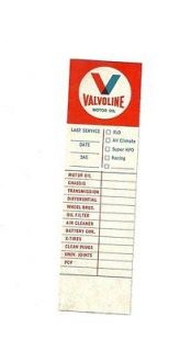 vintage valvoline oil change lub sticker nos 