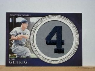 2012 Topps Commemorative Retired Number Patch Lou Gehrig Yankees # 4