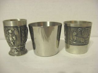 LOT 3 pewter metal SHOT GLASS one SKS ZINN one squirrel or fox