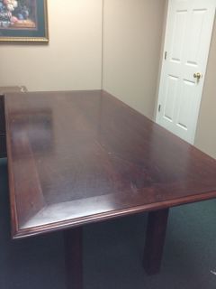 DARK CHERRY CONFERENCE TABLE, 8 FT LONG X 4 FT WIDE, PICK UP ONLY