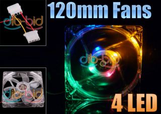 120mm Fans 4 LED Color for Computer PC Case Cooling