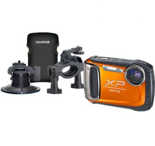 Fuji FinePix XP150 Orange w/ 14 megapixel Digital Camera, Helmet and 