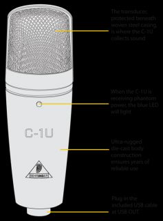 New Behringer C1U USB Condenser Microphone Mic Authorized Dealer 