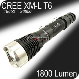 KEYGOS 1800 Lumens 26650 18650 CREE XM L XML T6 LED Flashlight Torch 