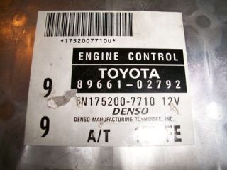 2001 Toyota Corolla Engine Computer 89661 02792