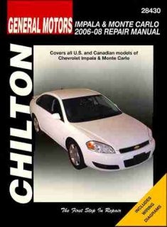 Chevy Impala Monte Carlo Repair Shop Service Manual 2006 2007 2008 