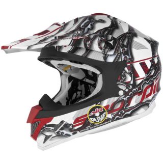 Scorpion VX 34 Oil Offroad Helmet White Red XSmall XS