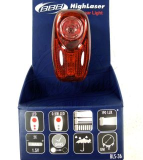 BBB BLS 36 Highlaser Rear Bicycle Tail Light Red 3 LEDs Blaze 1 Mile 