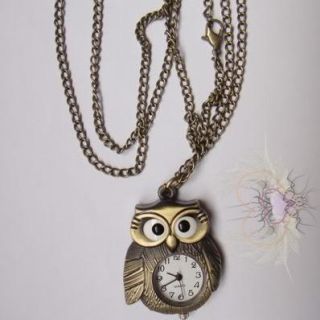   Owl Design Pendant Necklace Pocket Watch Sweater Chain S19