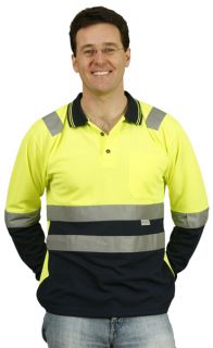   High Visibility Long Sleeve Safety Polo Shirts with 3M Reflective Tape