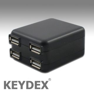 KEYDEX 4 Port USB AC Charger Adapter for iPhone iPad 2 New 3rd Gen 