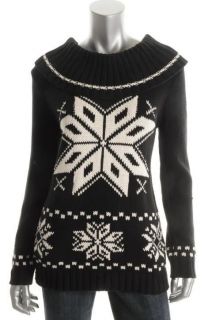 525 America NEW Black White Printed Cowl Neck Long Sleeve Pullover 